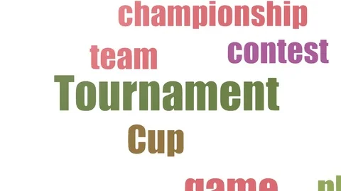Tournament Animated Tag Cloud Isolated Stock Footage 107229394