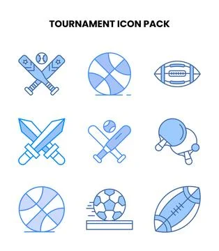 Tournament Blue Vector Icons Pack Stock Illustration