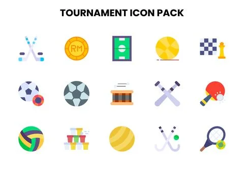 Tournament Flat Design Icons Pack Stock Illustration