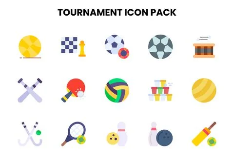 Tournament Flat Scalable Icons Pack Stock Illustration