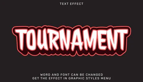 Tournament text effect template in 3d design Stock Illustration