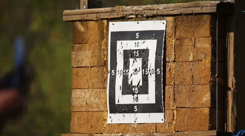 Tournament throwing knives at targets Stock Footage 54663676