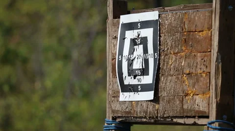 Tournament throwing knives at targets Stock Footage 54663705