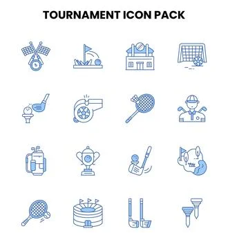 Tournament Two Color Blue Bundle Icons Pack イラスト素材