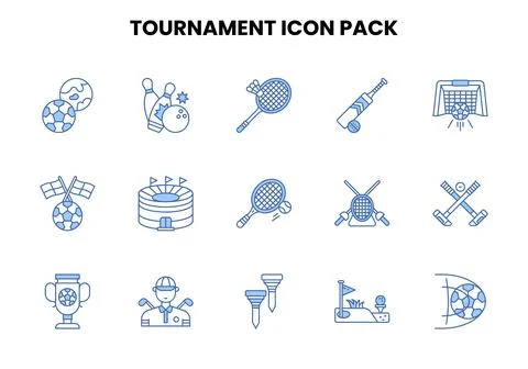 Tournament Two Color Blue Graphics Icons Pack 库存插图
