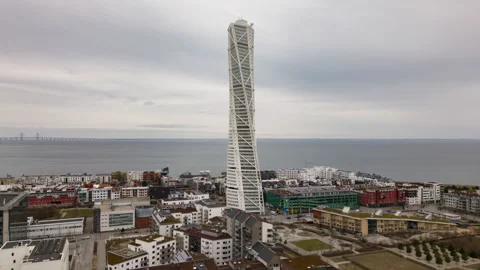 Tourning torso Malmo dronelapse Stock Footage 264930802