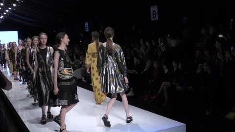 Tovale and Grass present final catwalk on the runway with supermodels Stock Footage 87190565
