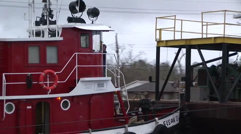 Tow Boat Sails By Stock Footage 888533