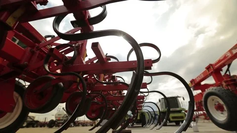 The tow plow to the combine Stock Footage 74306655