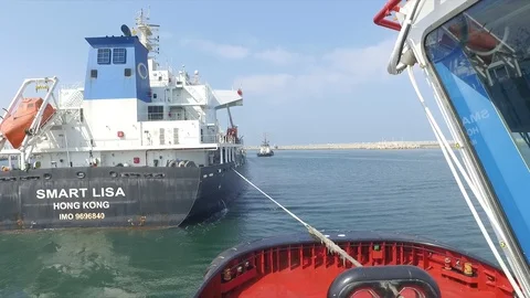 Tow ship Stock Footage 118599748