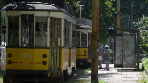 Tow tram stopped Stock Footage 137154719