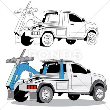 Tow Truck Drawing Stock Illustration