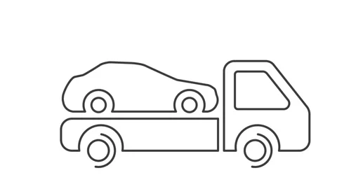 Tow truck icon from thin lines. The car is on a tow truck Stock Footage 218389459