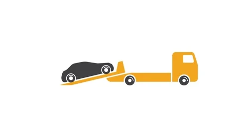Tow Truck Loading Car on Flatbed, Vehicle Towing and Transport Animation Stock Footage 332932893