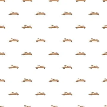 Tow truck pattern repeating on white background Stock Illustration