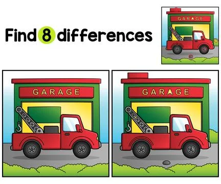 Tow Vehicle Find The Differences Stock Illustration