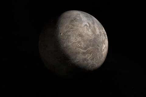 Toward Ceres, dwarf planet, in the outer space. 3d render Illustration