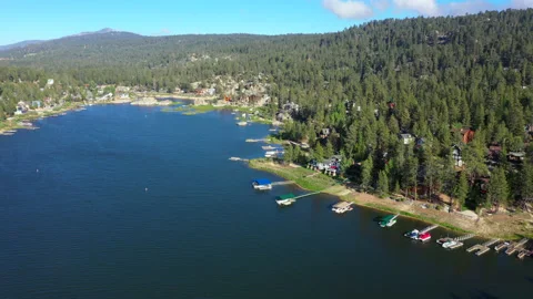 Towards the docks on a lake Stock Footage 132930564