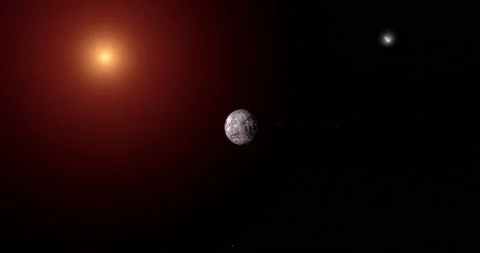 Towards exoplanet Proxima Centauri B with Alpha Centauri star and red dwarf star Stock-Footage 237883180