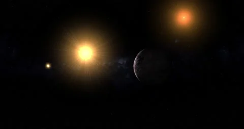 Towards exoplanet Proxima Centauri b with Alpha Centauri starS and red star Stock Footage 237883252