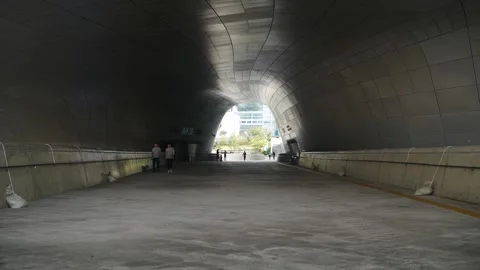 Towards light dolly walk forward architecture tunnel Видео 236590820