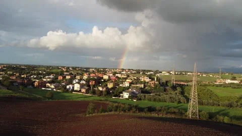 Towards the Rainbow: A Flight Over the Suburbs of Rome 스톡 동영상 288202420