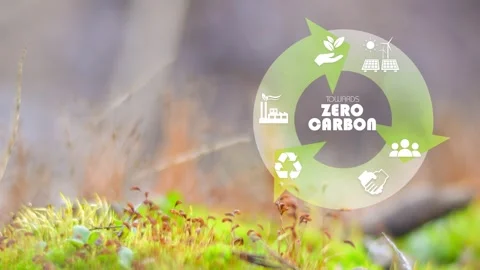 .Towards zero carbon 2050.Net zero and carbon neutral concept 2050. Net zero Stock Footage 266731604