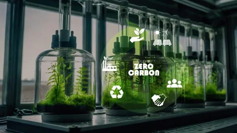 Towards zero carbon 2050.Net zero and carbon neutral concept 2050. Net zero  Stock Footage 283457952