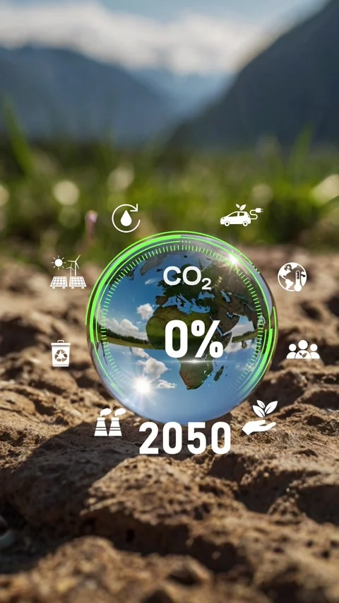 Towards zero carbon 2050.Net zero and carbon neutral concept 2050. Net zero  Stock Footage 283751041