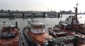 Towboats still at Hamburg harbour HD Footage