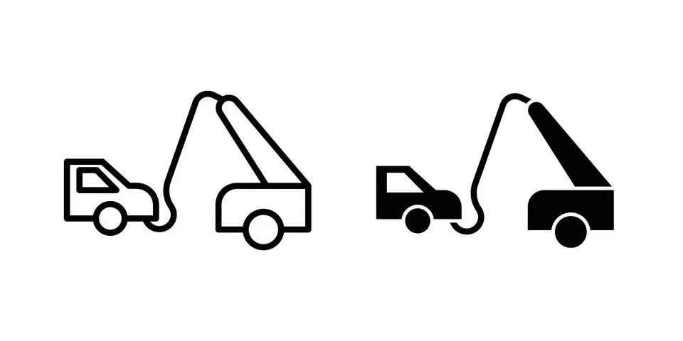 Towed car icon set. Vector EPS 10 Stock Illustration