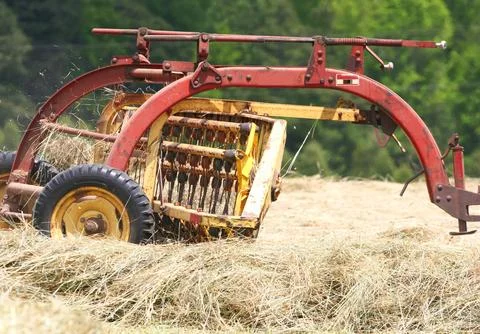 Towed Hay Rake In Operation Stock Photos