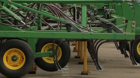 The towed plow to the combine Stock Footage 74306746
