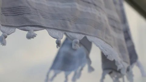 Towel blowing in the wind Stockbeeldmateriaal 108835312