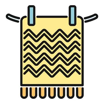 Towel with chevron pattern hanging on clothespins Stockillustratie