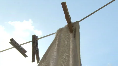 Towel on clothes line Stock Footage 672706