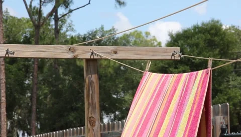 Towel Drying On A Clothesline Stock Footage 5629665