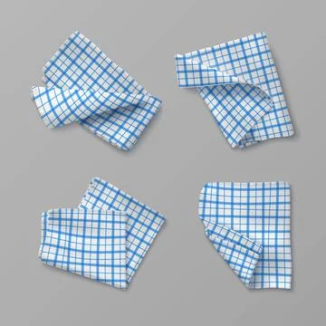 Towel handkerchief mockup with blue pattern Stock Illustration
