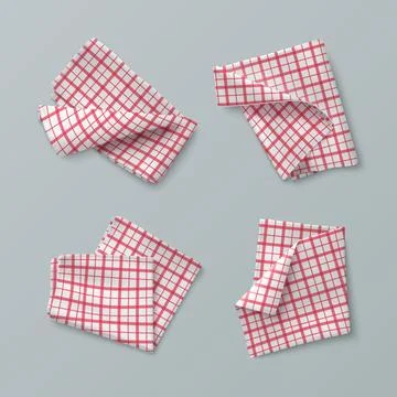 Towel handkerchief mockup with red pattern Illustrazione stock