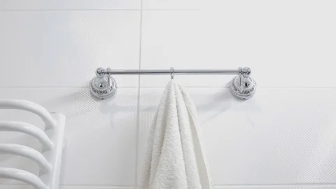 Towel on the hanger Stock Footage 77234686