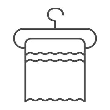 Towel on a hanger thin line icon, Hygiene routine concept, clean hygiene cotton Stock Illustration