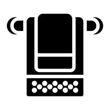 Towel Icon In Black Fill. Glyph Style. Isolated on White Background Stock Illustration
