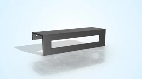 Towel Rack on a Light Reflective Floor. Black Metallic Towel Holder 3D. 4K Stock Footage 306854819