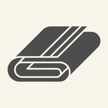 Towel solid icon. Bathroom folded towel symbol, glyph style pictogram on beige Illustrazione stock