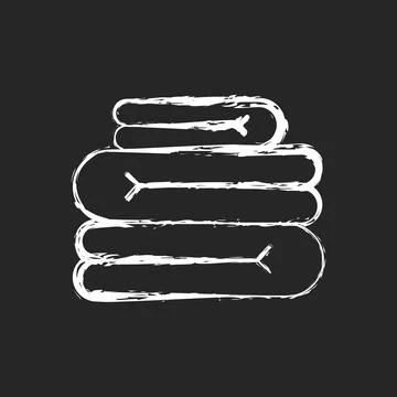 Towel stack chalk white icon on dark background 스톡 일러스트