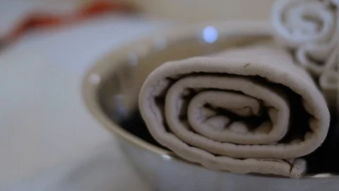 Towels and ice at a spa Stock Footage 107324437