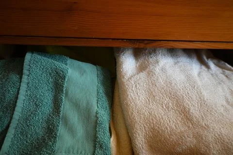Towels in a drawer Stock-Fotos