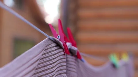 Towels drying on the street Stock Footage 64997022