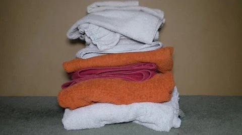 Towels in a pile Stock Footage 47966708