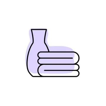 Towels, vase with color shadow vector icon in hotel service set Stock Illustration